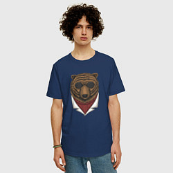 Футболка оверсайз мужская Крутой Медведь в очках, цвет: тёмно-синий — фото 2