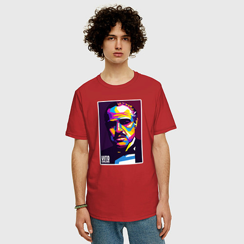 Мужская футболка оверсайз Крестный отец The godfather / Красный – фото 3