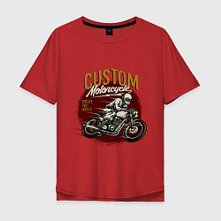 Футболка оверсайз мужская Ретро мотоцикл, цвет: красный