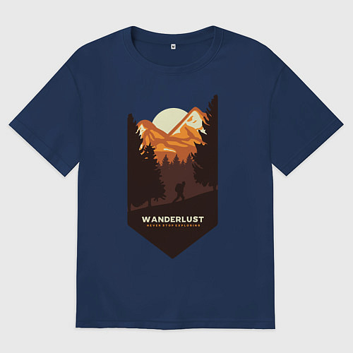 Мужская футболка оверсайз Один в горах / Тёмно-синий – фото 1