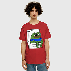 Футболка оверсайз мужская Лягушонок пепе, цвет: красный — фото 2