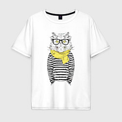 Мужская футболка оверсайз Hipster Cat