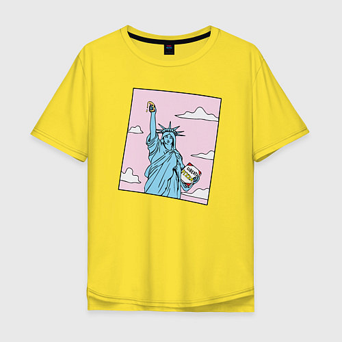 Мужская футболка оверсайз Liberty Pizza / Желтый – фото 1