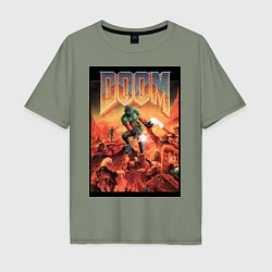 Футболка оверсайз мужская DOOM игра, цвет: авокадо