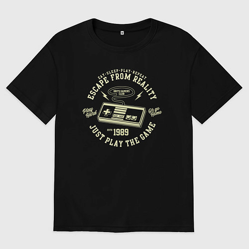 Мужская футболка оверсайз Побег от реальности / Черный – фото 1