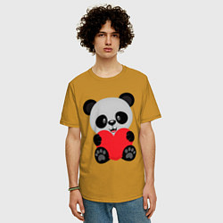 Футболка оверсайз мужская Love Панда, цвет: горчичный — фото 2