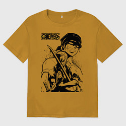 Футболка оверсайз мужская Ророноа Зоро One Piece, цвет: горчичный