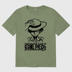 Футболка оверсайз мужская Луффи пират Соломенной шляпы, цвет: авокадо