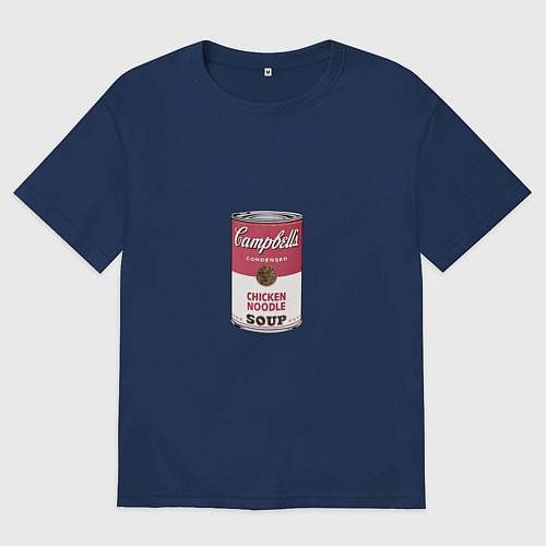 Мужская футболка оверсайз Энди Уорхол - Банка супа / Тёмно-синий – фото 1