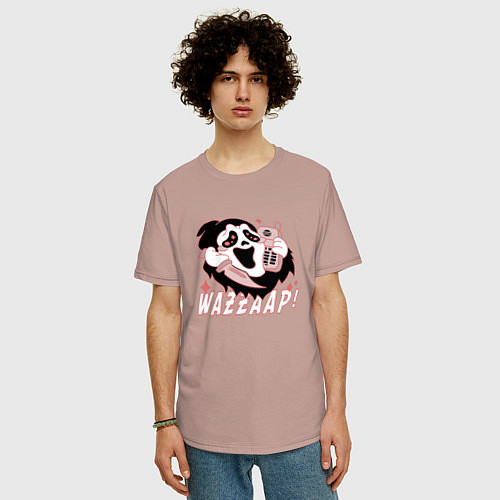 Мужская футболка оверсайз Очень страшное кино - Wazzaap Крик / Пыльно-розовый – фото 3
