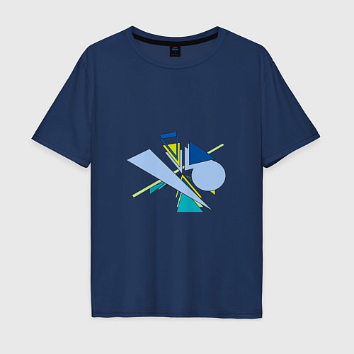 Мужская футболка оверсайз Динамическая абстракция / Тёмно-синий – фото 1