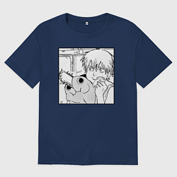 Мужская футболка оверсайз Человек — бензопила