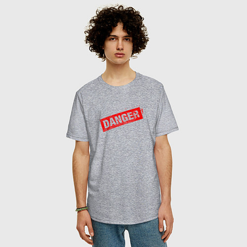 Мужская футболка оверсайз DANGER / Меланж – фото 3