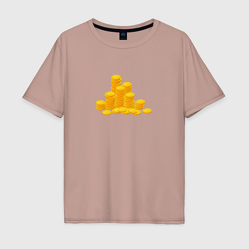 Мужская футболка оверсайз Золотые Монеты / Пыльно-розовый – фото 1