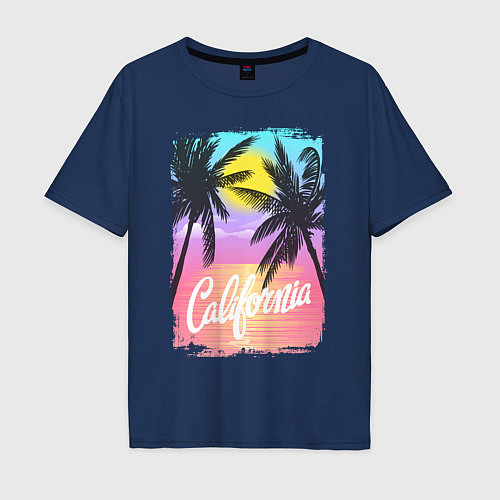 Мужская футболка оверсайз California / Тёмно-синий – фото 1