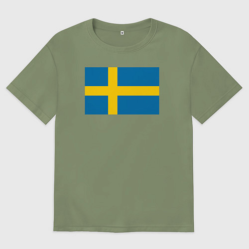 Мужская футболка оверсайз Швеция Флаг Швеции / Авокадо – фото 1