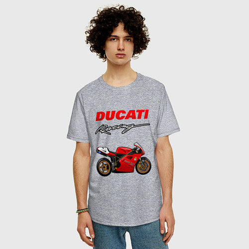 Мужская футболка оверсайз DUCATI ДУКАТИ MOTOSPORT / Меланж – фото 3