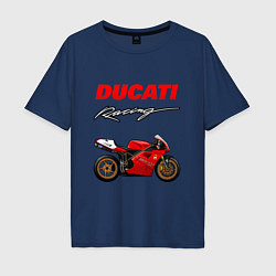 Футболка оверсайз мужская DUCATI ДУКАТИ MOTOSPORT, цвет: тёмно-синий