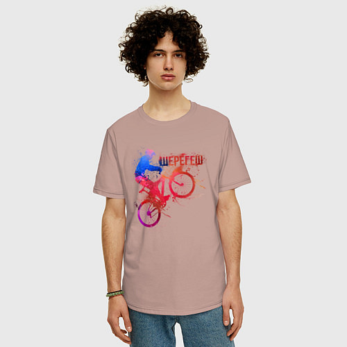 Мужская футболка оверсайз Шерегеш брызги / Пыльно-розовый – фото 3