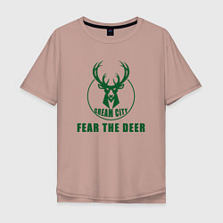 Футболка оверсайз мужская Fear The Deer, цвет: пыльно-розовый