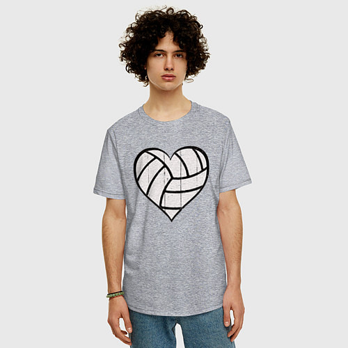 Мужская футболка оверсайз Сердце Волейбола / Меланж – фото 3