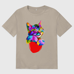 Мужская футболка оверсайз РАДУЖНЫЙ КОТИК RAINBOW KITTY