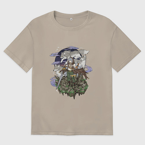 Мужская футболка оверсайз Волчья стая / Миндальный – фото 1