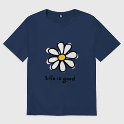 Футболка оверсайз мужская LIFE IS GOOD, цвет: тёмно-синий