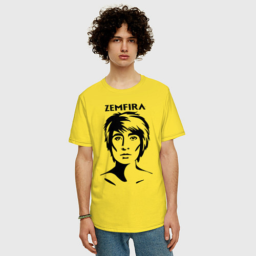 Мужская футболка оверсайз ZEMFIRA эскиз портрет / Желтый – фото 3