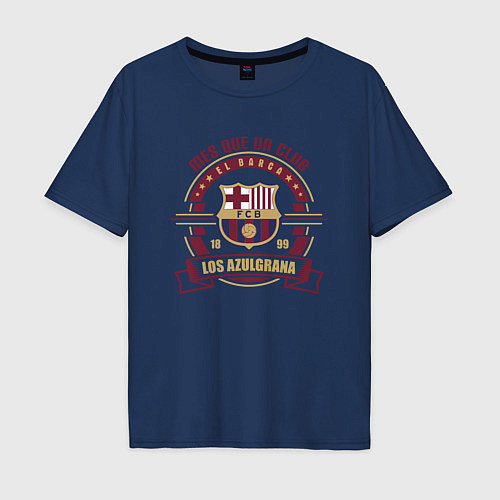 Мужская футболка оверсайз ФК Барселона / Тёмно-синий – фото 1