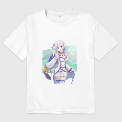 Футболка оверсайз мужская Эмилия - Re:Zero, цвет: белый