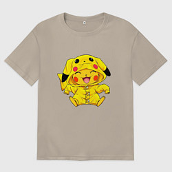 Мужская футболка оверсайз Милый пикачу