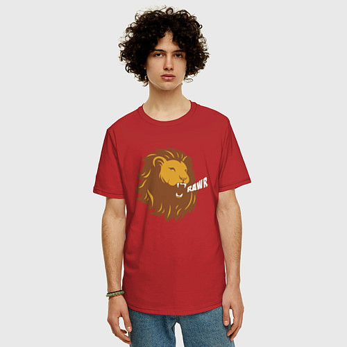 Мужская футболка оверсайз Lion Rawr / Красный – фото 3