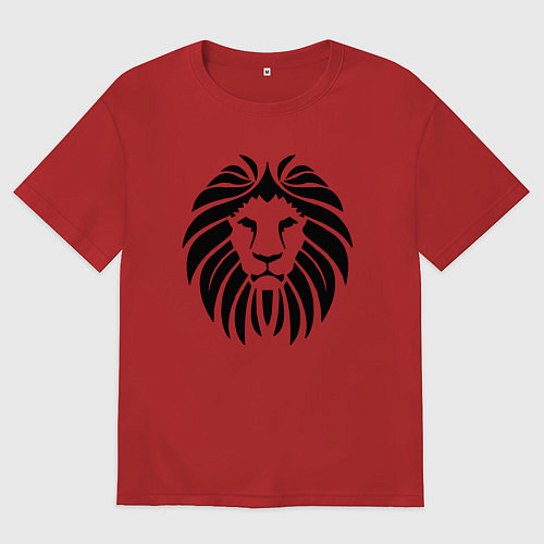 Мужская футболка оверсайз Lion Face / Красный – фото 1