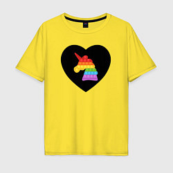 Футболка оверсайз мужская Pop It - Unicorn - Heart, цвет: желтый