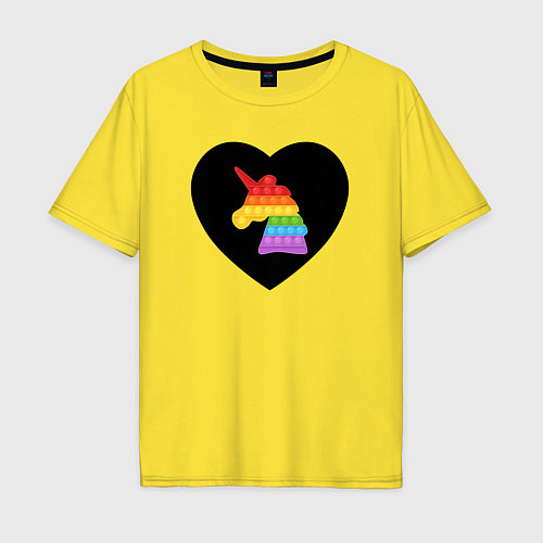 Мужская футболка оверсайз Pop It - Unicorn - Heart / Желтый – фото 1