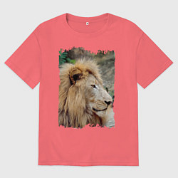 Футболка оверсайз мужская Лев царь зверей, цвет: коралловый