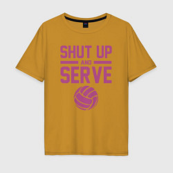 Футболка оверсайз мужская Shut Up And Serve, цвет: горчичный