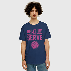 Футболка оверсайз мужская Shut Up And Serve, цвет: тёмно-синий — фото 2
