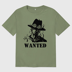 Футболка оверсайз мужская Портгас Д Эйс в розыске One Piece, цвет: авокадо