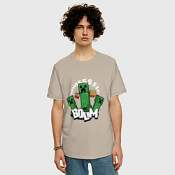 Футболка оверсайз мужская Криперы Creepers и Динамит, цвет: миндальный — фото 2