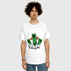 Футболка оверсайз мужская Криперы Creepers и Динамит, цвет: белый — фото 2
