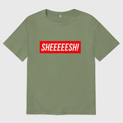 Футболка оверсайз мужская Sheesh Шиш Щищ Шииш, цвет: авокадо