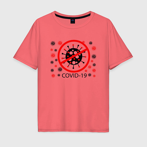 Мужская футболка оверсайз Stop Virus / Коралловый – фото 1