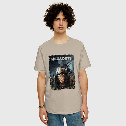 Мужская футболка оверсайз Megadeth Poster Z / Миндальный – фото 3