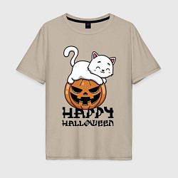 Футболка оверсайз мужская Kitten & Pumpkin, цвет: миндальный