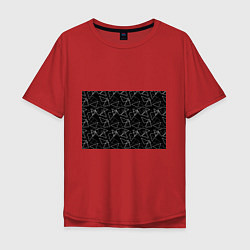 Футболка оверсайз мужская Черно-белый геометрический, цвет: красный