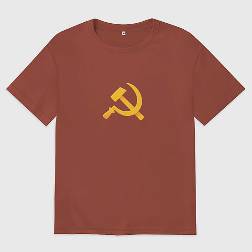 Мужская футболка оверсайз СССР - Серп и Молот / Кирпичный – фото 1