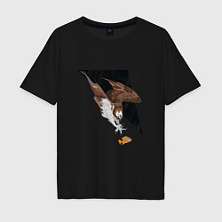 Футболка оверсайз мужская Орёл в деле, цвет: черный