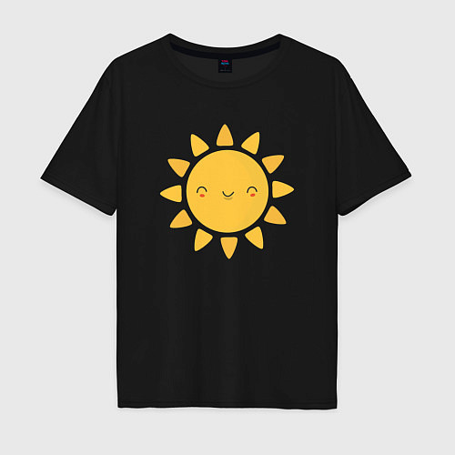 Мужская футболка оверсайз Smiling Sun / Черный – фото 1